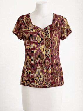 Suzie in the City Queen Ann Neckline Vintage Top - Size Small - EUC
